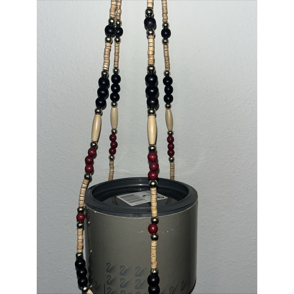 Macramé Inspired Vintage Beaded Plant Holder - Picture 3 of 5